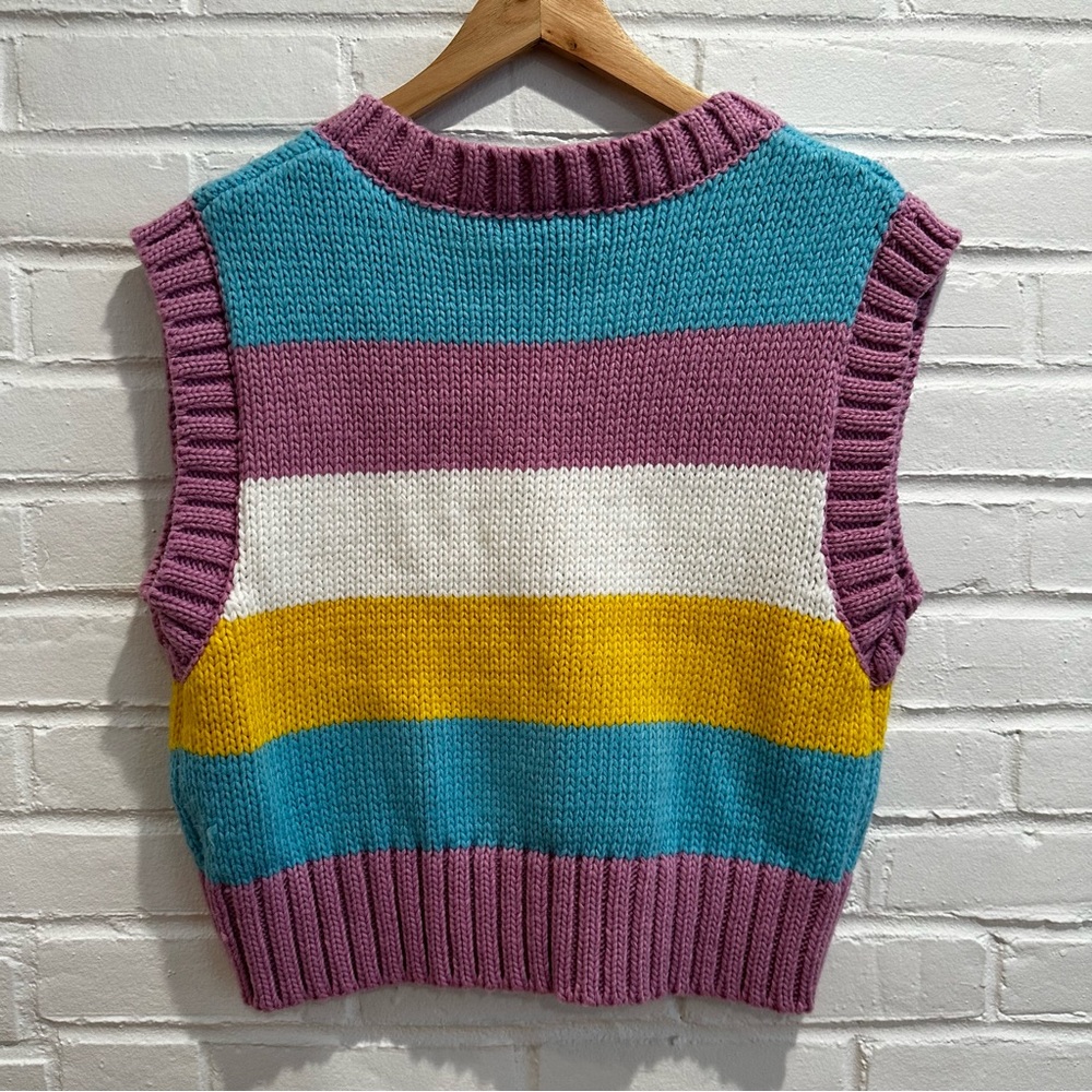 Forever 21 Purple Striped Sweater vest Size Small - Picture 7 of 12